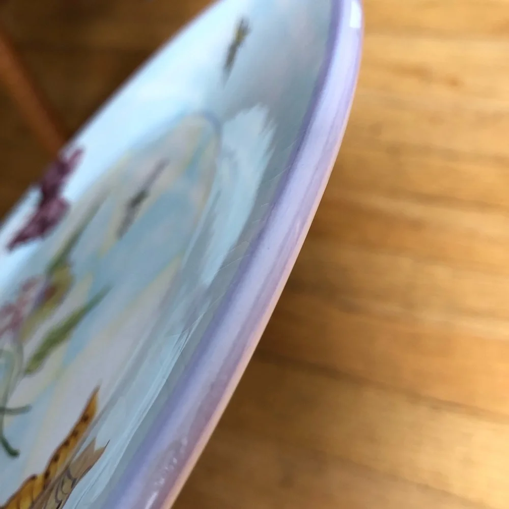 Zrike Hand Painted Dinner Plate with Butterflies, Flowers and Birds